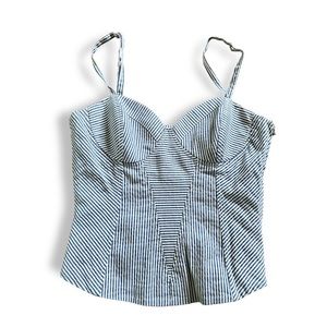 BEBE Blue and White Striped Corset Style Top size 2